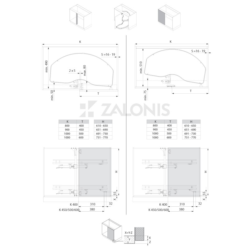 SLIDING PULL-OUT CORNER UNIT 40 / CABINET 80 SLIDING PULL-OUT CORNER UNITS