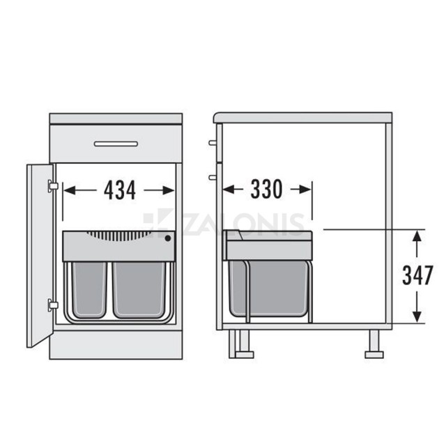 ΚΑΔΟΣ HAILO ΣΥΡΟΜΕΝΟΣ /  30 ltr (18+12) / ΕΡΜΑΡΙΟ 50 / ΑΝΘΡΑΚΙ