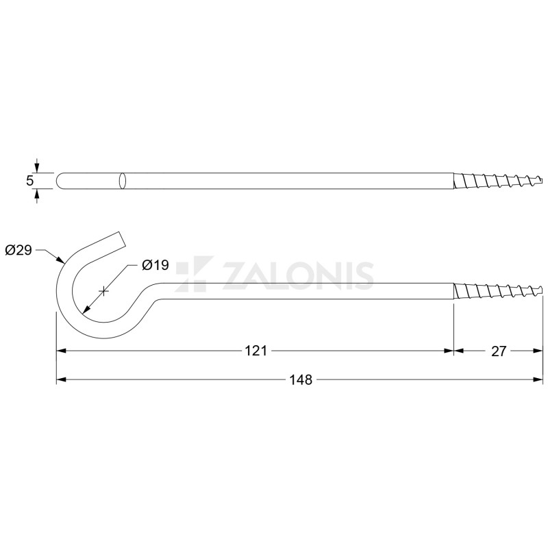 ΑΝΟΙΚΤΟΣ ΓΑΝΤΖΟΣ ΒΙΔΩΤΟΣ 23x180