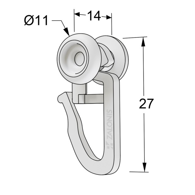 CURTAIN RAIL CLIP WITH BIG ROLLER