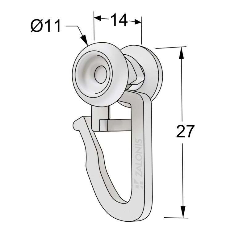 CURTAIN RAIL CLIP WITH BIG ROLLER