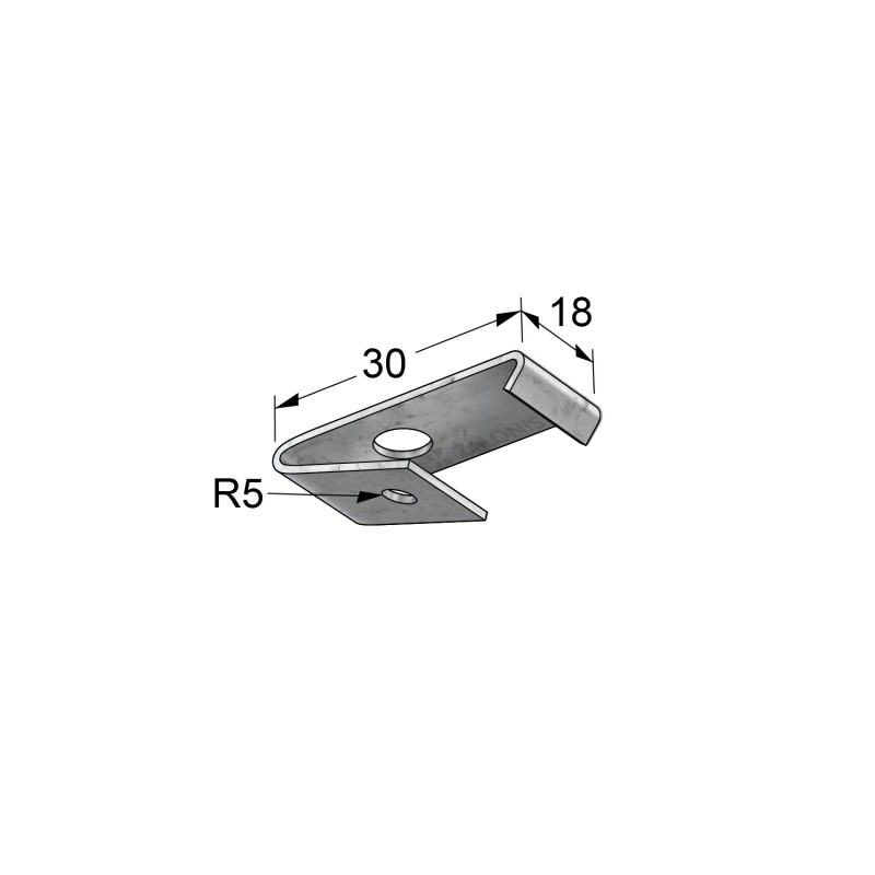 TOP FIXING BRACKET FOR SINGLE CURTAIN RAIL / GALVANIZED