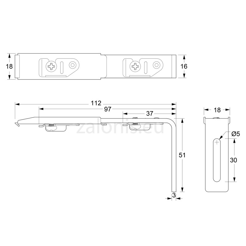 WALL BRACKET FOR TWO SINGLE CURTAIN RAILS RAIL ACCESSORIES