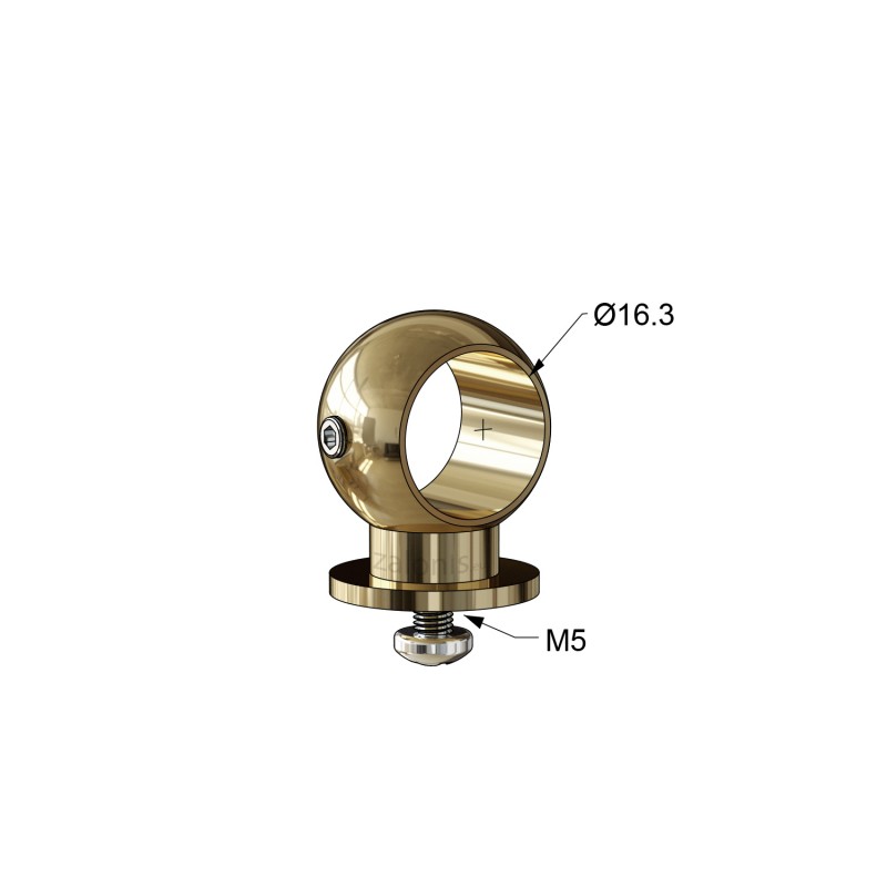SECOND RAIL CONNECTOR D.16 / GLOSSY GOLD SECOND ROD-RAIL CONNECTORS