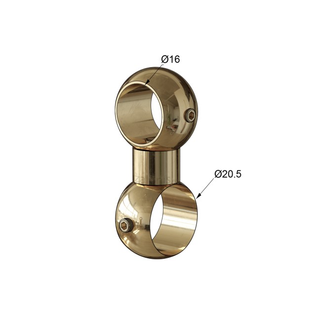 SECOND ROD CONNECTOR D.16 TO D.25 / GLOSSY GOLD