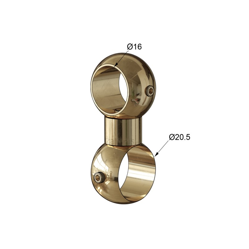 SECOND ROD CONNECTOR D.16 TO D.25 / GLOSSY GOLD