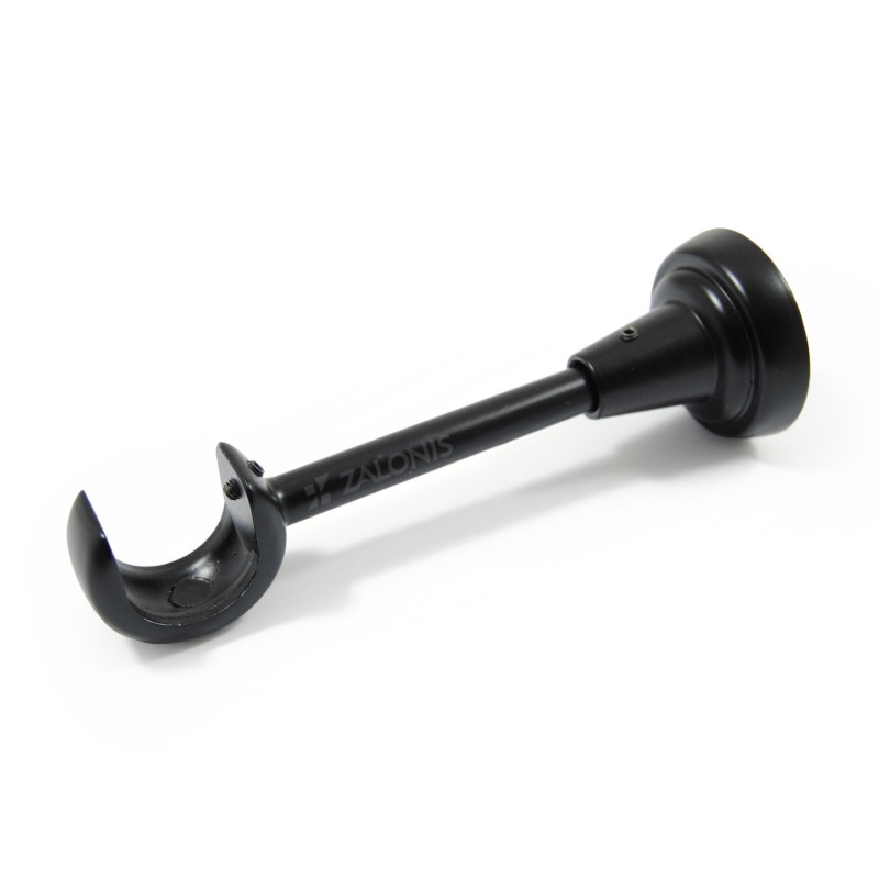 SINGLE CURTAIL ROD SET D.25 / MAT BLACK / A1 END METAL CURTAIN RODS m.225 D.25 BLACK