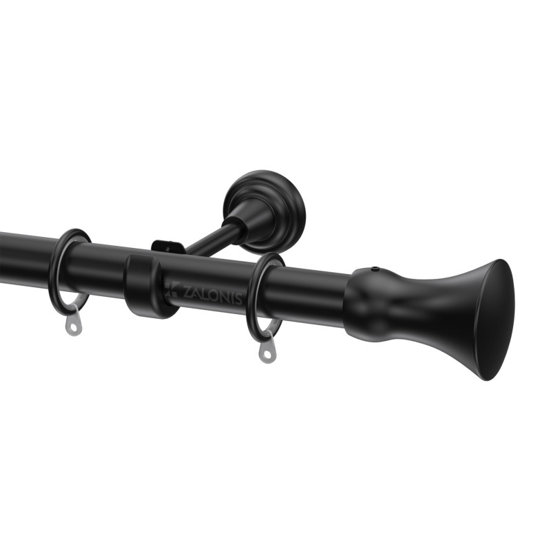 SINGLE CURTAIL ROD SET D.25 / MAT BLACK / A3 END METAL CURTAIN RODS m.225 D.25 BLACK