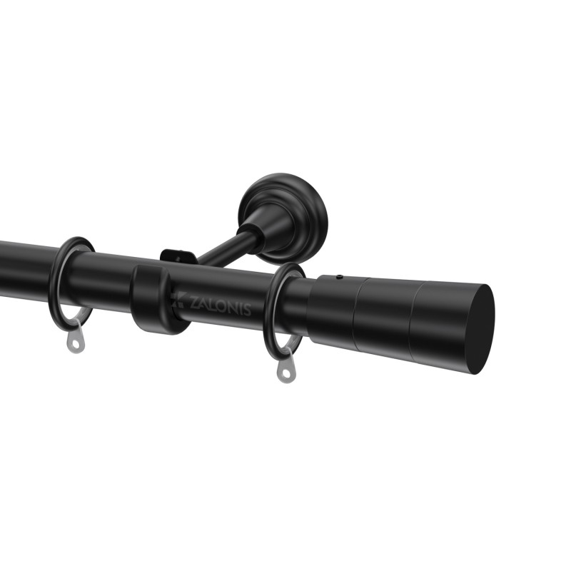 SINGLE CURTAIL ROD SET D.25 / MAT BLACK / A1 END METAL CURTAIN RODS m.225 D.25 BLACK