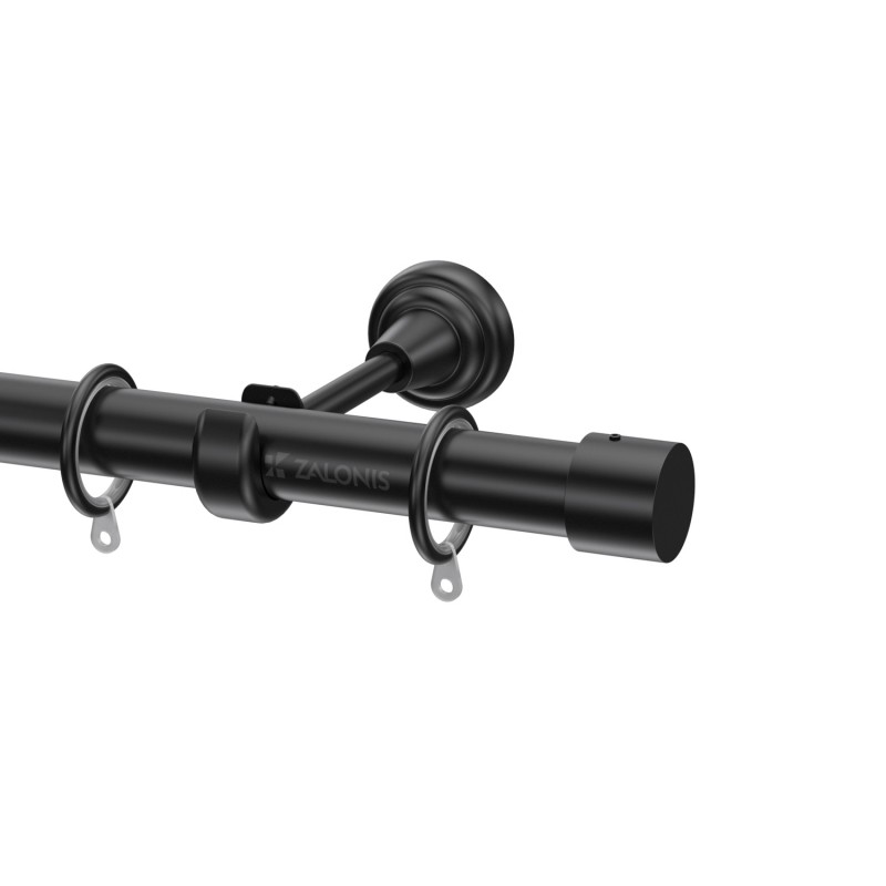 SINGLE CURTAIL ROD SET D.25 / MAT BLACK / A10 END METAL CURTAIN RODS m.225 D.25 BLACK