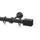 SINGLE CURTAIL ROD SET D.25 / MAT BLACK / A2 END METAL CURTAIN RODS m.225 D.25 BLACK