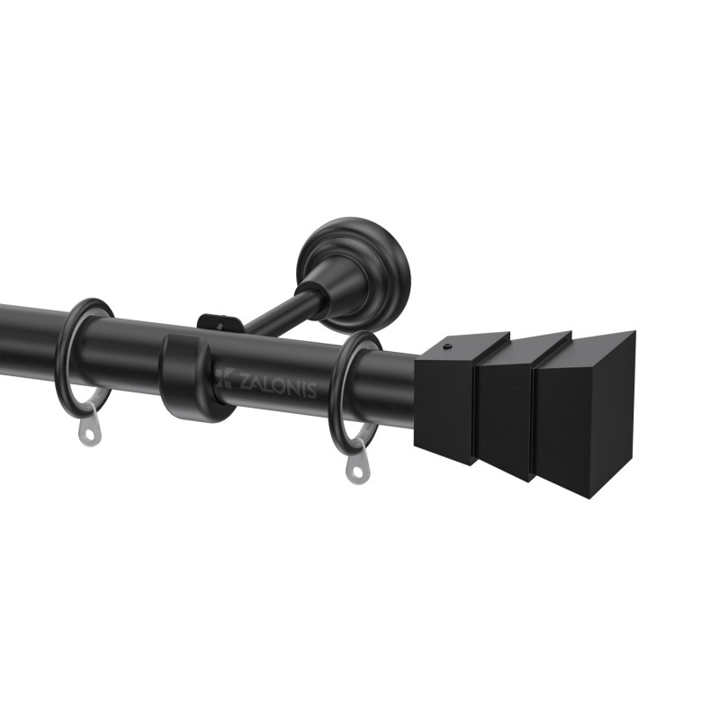 SINGLE CURTAIL ROD SET D.25 / MAT BLACK / A8 END METAL CURTAIN RODS m.225 D.25 BLACK