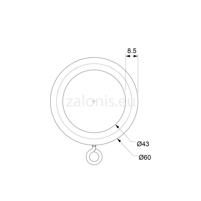 CURTAIN RING D.60 FOR D.35 ROD / MAT GOLD