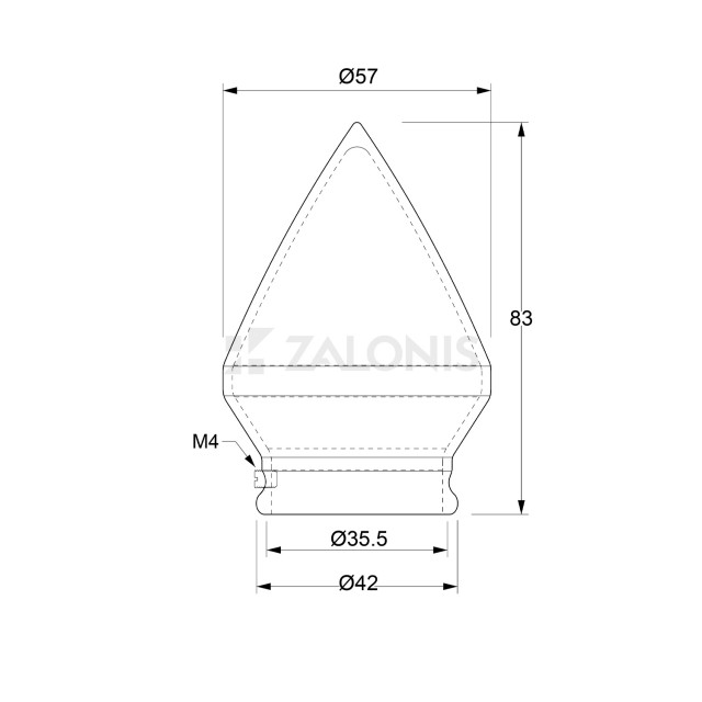 CURTAIN END A2 CONO / D.35 / MAT NICKEL