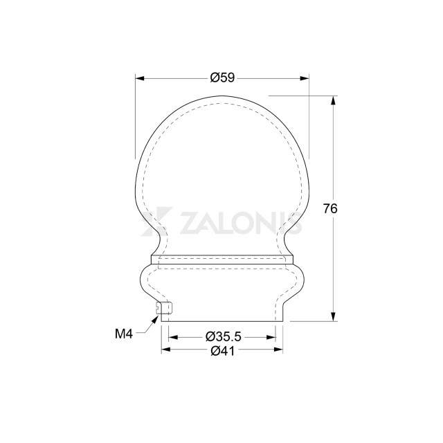 CURTAIN END A3 GLOBE / D.35 / MAT NICKEL