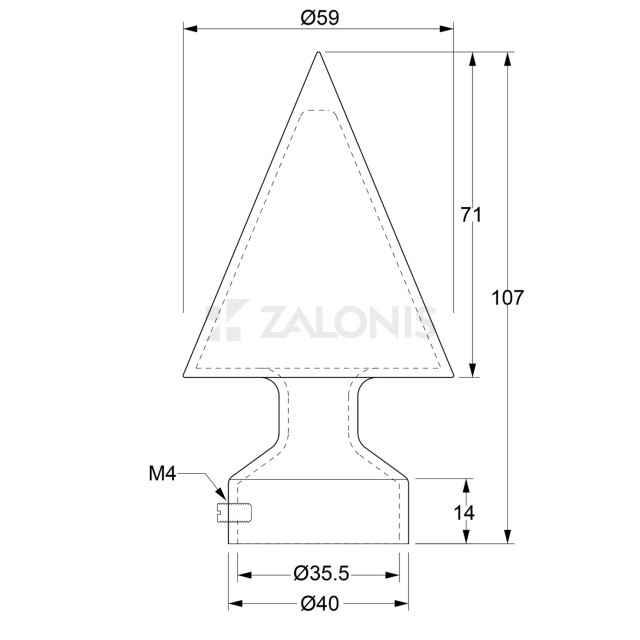 CURTAIN END A6 PIRAMIDE / D.35 / MAT NICKEL
