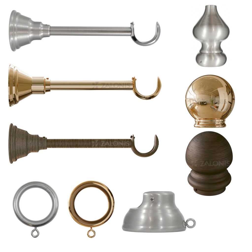 BRASS CURTAIN ROD PARTS