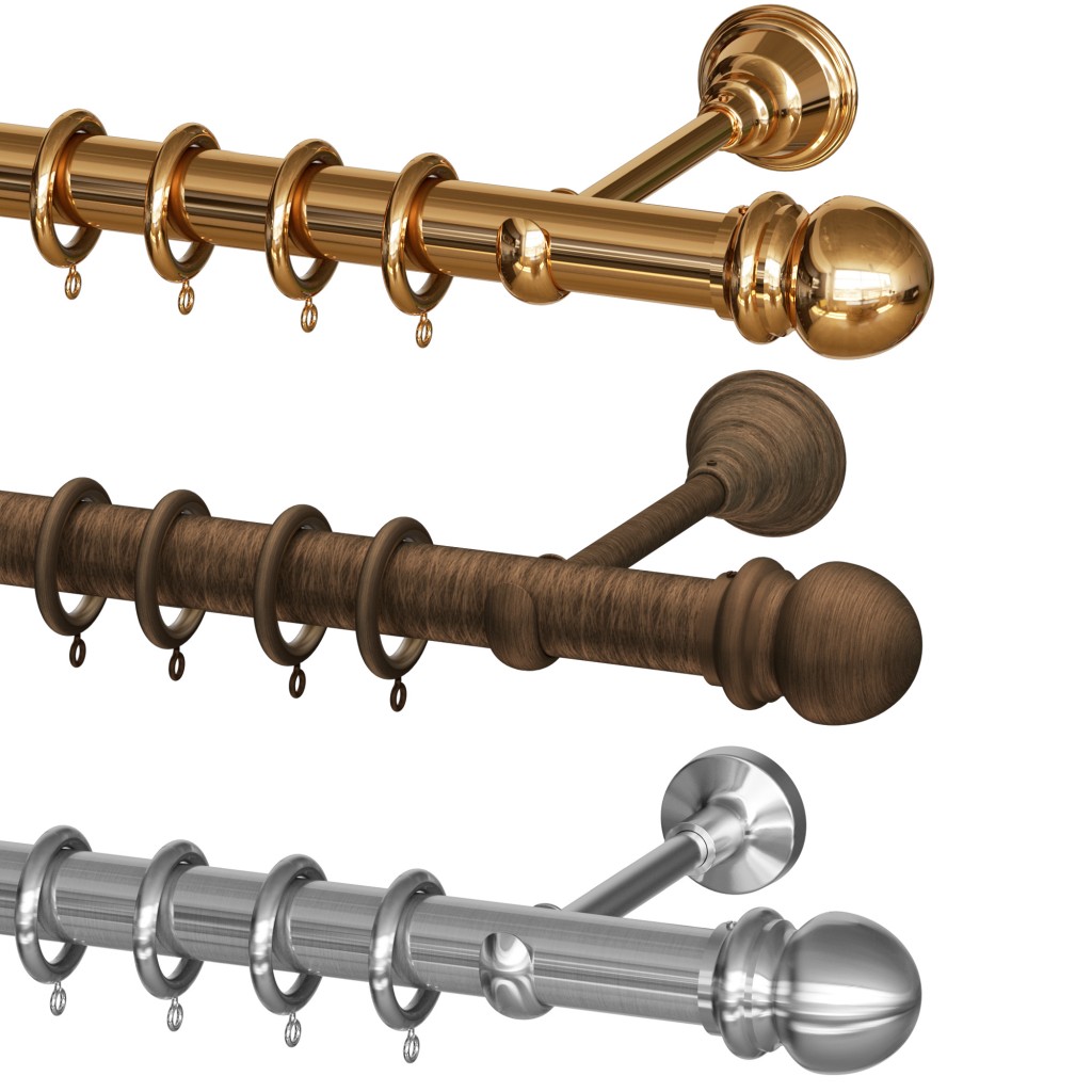 BRASS CURTAIN ROD D.35 SET