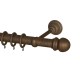 SINGLE CURTAIL ROD SET D.35 / ANTIQUE / A3 GLOBE END BRASS CURTAIN ROD D.35 SET