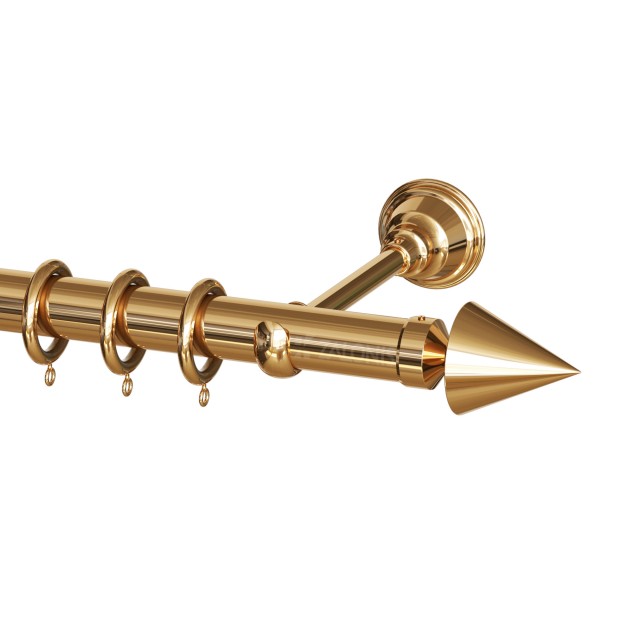 SINGLE CURTAIL ROD SET D.35 / GOLD / A6 PIRAMIDE END