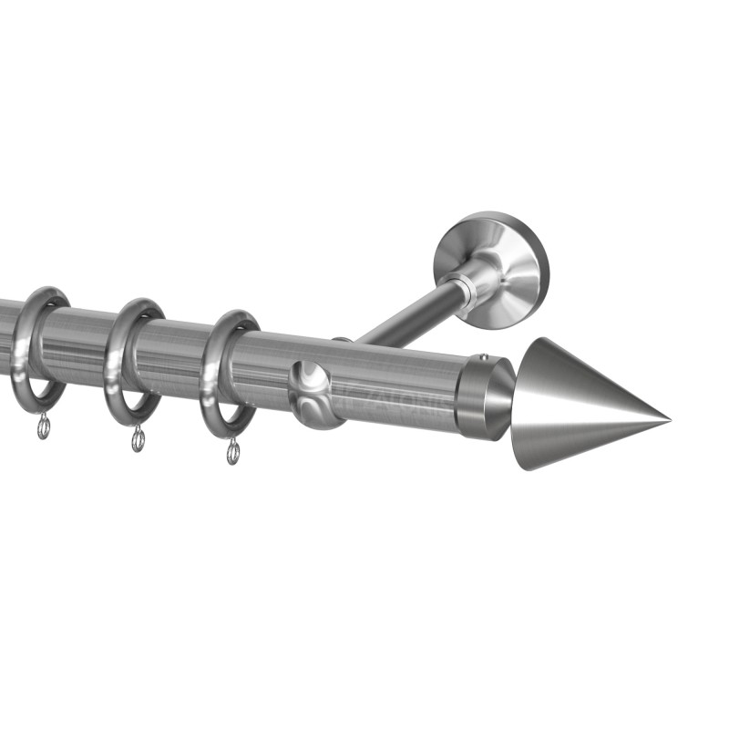 SINGLE CURTAIL ROD SET D.35 / MAT NICKEL / A6 PIRAMIDE END BRASS CURTAIN ROD D.35 SET