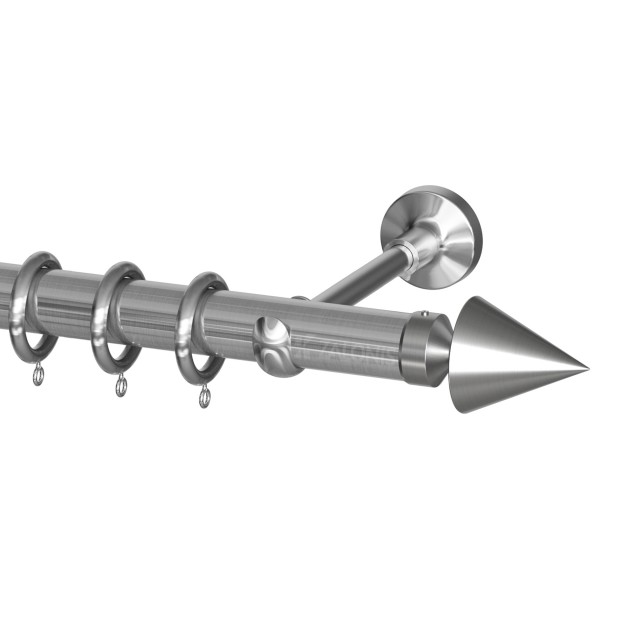 SINGLE CURTAIL ROD SET D.35 / MAT NICKEL / A6 PIRAMIDE END