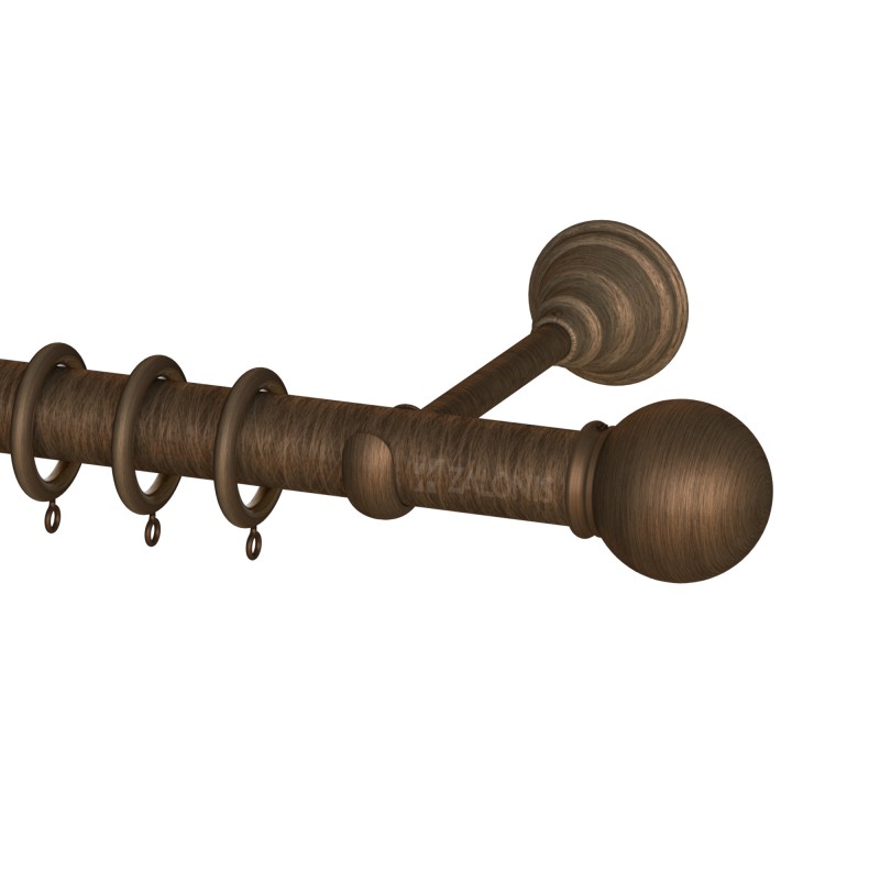 SINGLE CURTAIL ROD SET D.35 / ANTIQUE / A7 SFERA END BRASS CURTAIN ROD D.35 SET