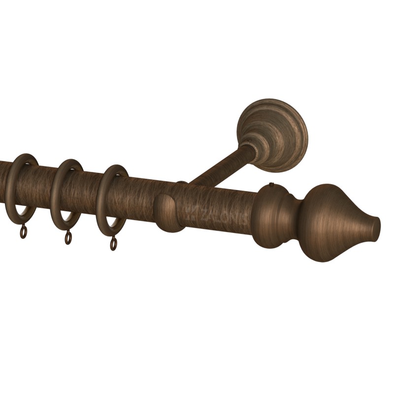 SINGLE CURTAIL ROD SET D.35 / ANTIQUE / A8 SIVIGLIA END BRASS CURTAIN ROD D.35 SET