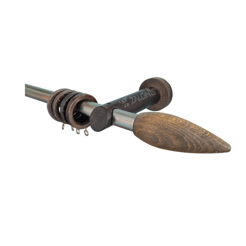 SINGLE CURTAIN ROD SET D.20 mm / WENGE / OVAL END