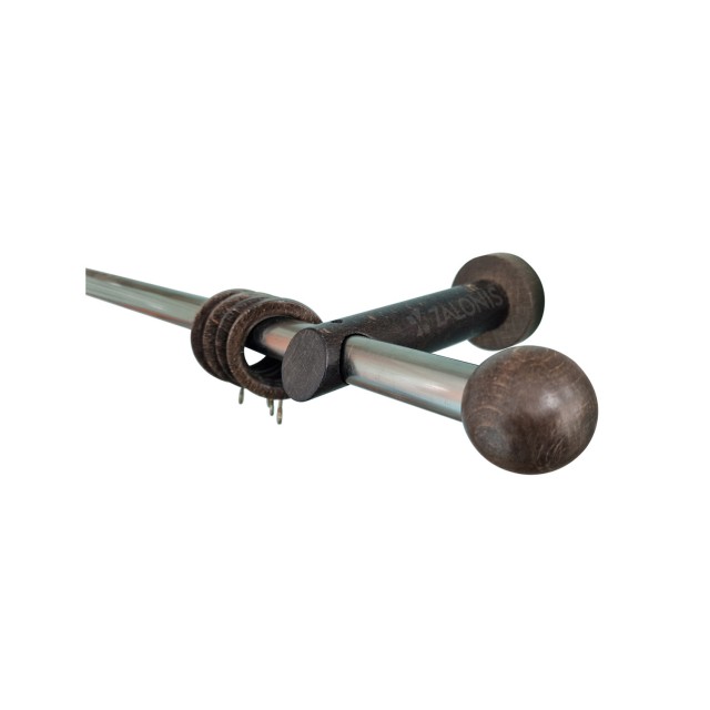 SINGLE CURTAIN ROD SET D.20 mm / WENGE / SPHERE END