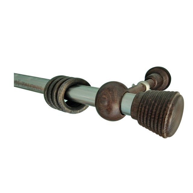 SINGLE CURTAIN ROD SET D.28 mm / WENGE / RIBBED END