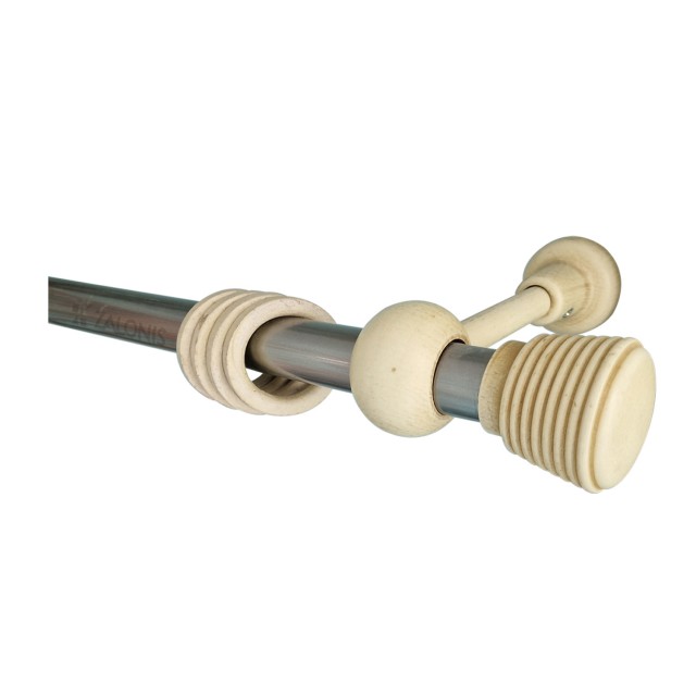 SINGLE CURTAIN ROD SET D.28 mm / WHITE-AVORIO / RIBBED END