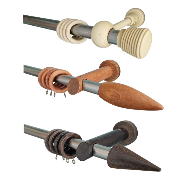 METAL-WOOD CURTAIN RODS D.20, D.28