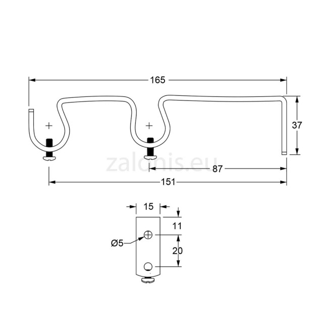 DOUBLE CURTAIL ROD SUPPORT / BLACK-SILVER / FOR D.18