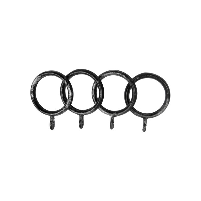 STEEL CURTAIL ROD RING / BLACK-SILVER / FOR D.18
