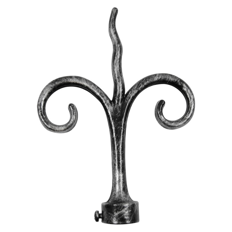 SINGLE CURTAIL ROD SET D.18 / BLACK-SILVER / SPROUT END SINGLE CURTAIL ROD SET D.18 / BLACK-SILVER / SPROUT END