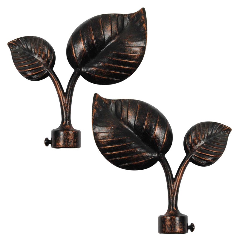 SINGLE CURTAIL ROD SET D.18 / BLACK-COPPER / LEAF END SINGLE CURTAIL ROD SET D.18 / BLACK-COPPER / LEAF END