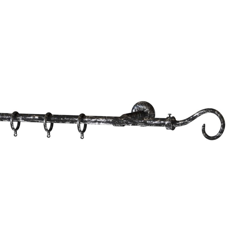 SINGLE CURTAIL ROD SET D.18 / BLACK-SILVER / BISHOP END SINGLE CURTAIL ROD SET D.18 / BLACK-SILVER / BISHOP END