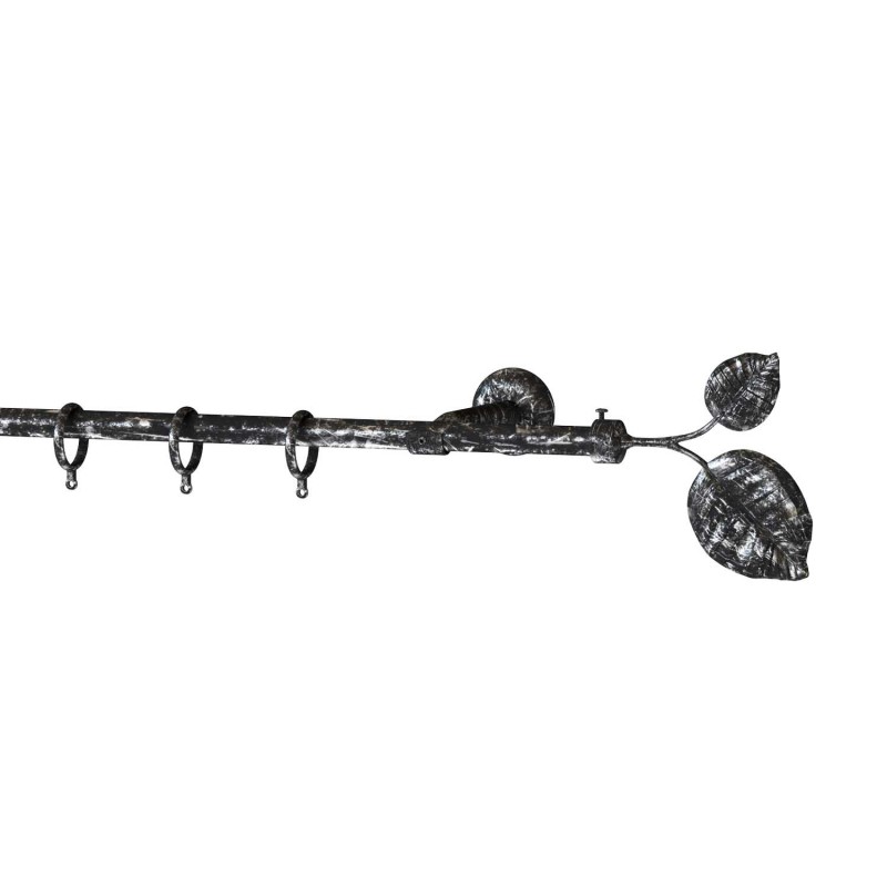 SINGLE CURTAIL ROD SET D.18 / BLACK-SILVER / LEAF END SINGLE CURTAIL ROD SET D.18 / BLACK-SILVER / LEAF END