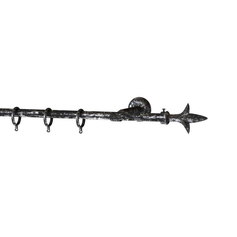 SINGLE CURTAIL ROD SET D.18 / BLACK-SILVER / SPEAR END SINGLE CURTAIL ROD SET D.18 / BLACK-SILVER / SPEAR END