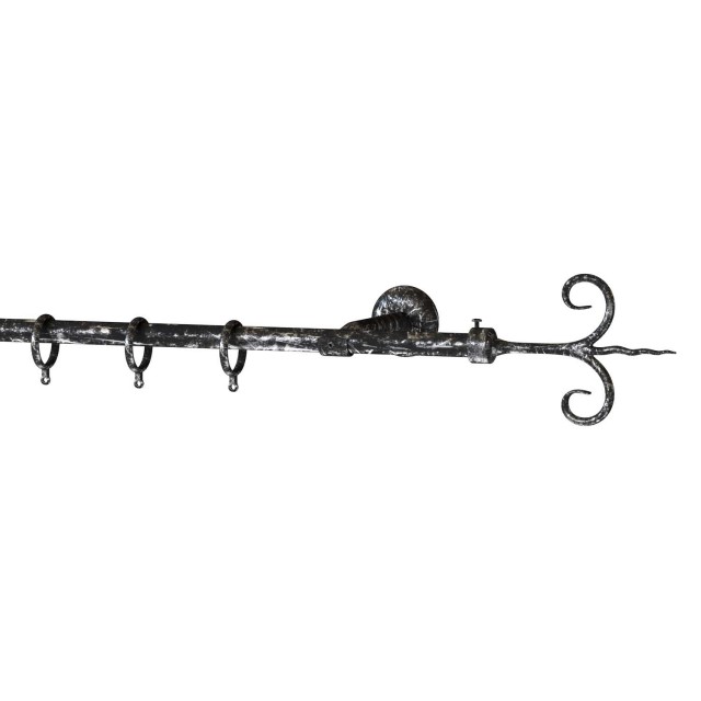 SINGLE CURTAIL ROD SET D.18 / BLACK-SILVER / SPROUT END
