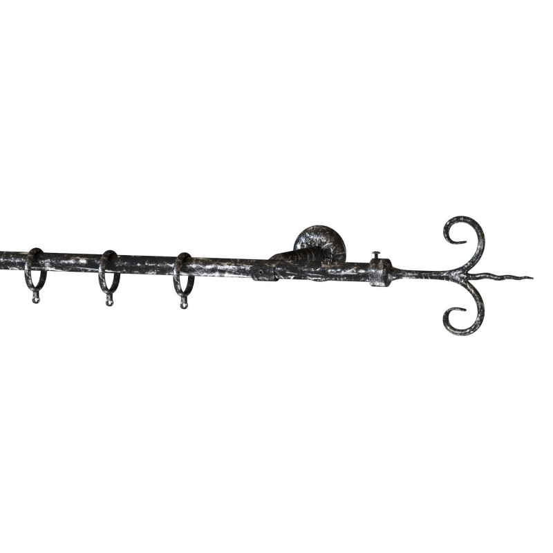 SINGLE CURTAIL ROD SET D.18 / BLACK-SILVER / SPROUT END SINGLE CURTAIL ROD SET D.18 / BLACK-SILVER / SPROUT END