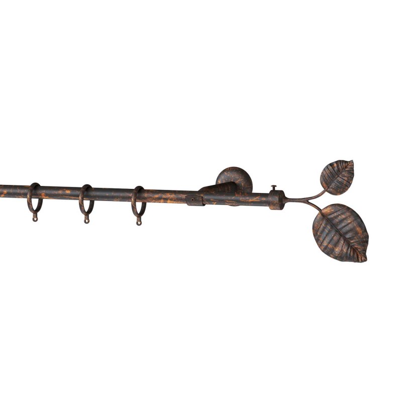 SINGLE CURTAIL ROD SET D.18 / BLACK-COPPER / LEAF END SINGLE CURTAIL ROD SET D.18 / BLACK-COPPER / LEAF END