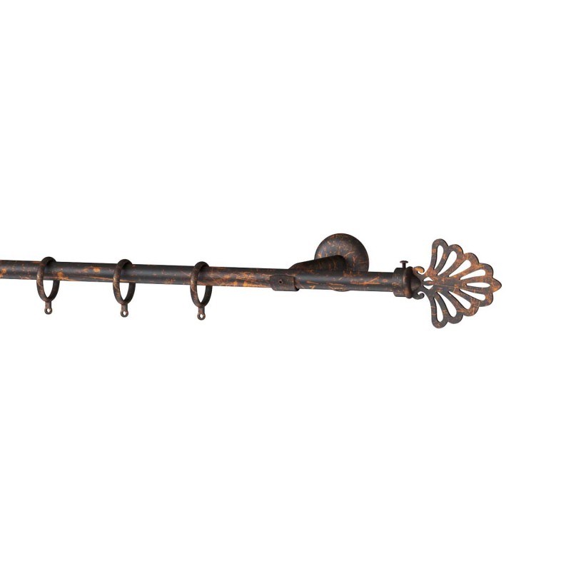 SINGLE CURTAIL ROD SET D.18 / BLACK-COPPER / PEACOCK END SINGLE CURTAIL ROD SET D.18 / BLACK-COPPER / PEACOCK END