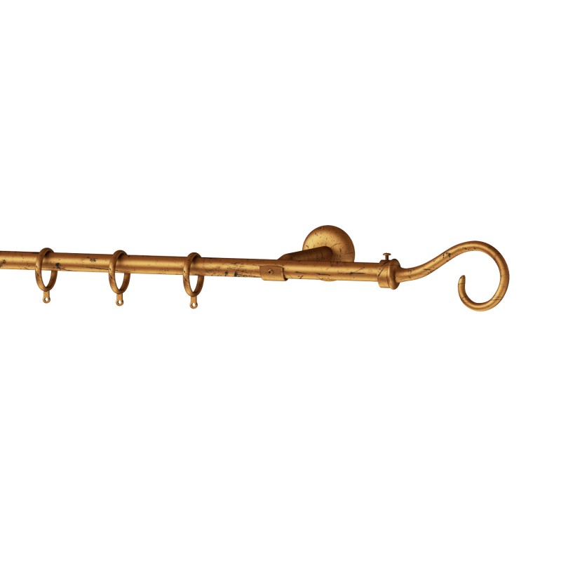 SINGLE CURTAIL ROD SET D.18 / GOLD-ANTIQUE / BISHOP END SINGLE CURTAIL ROD SET D.18 / GOLD-ANTIQUE / BISHOP END