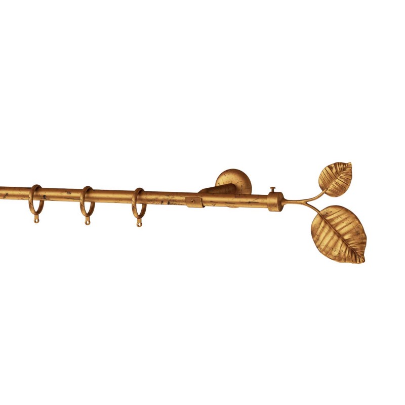 SINGLE CURTAIL ROD SET D.18 / GOLD-ANTIQUE / LEAF END SINGLE CURTAIL ROD SET D.18 / GOLD-ANTIQUE / LEAF END