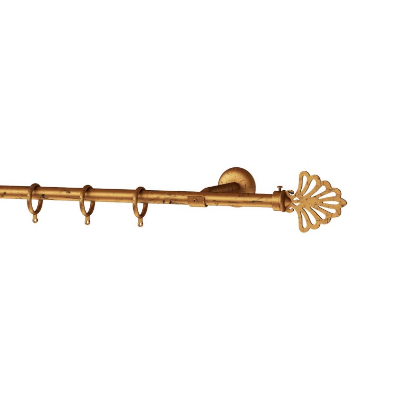 SINGLE CURTAIL ROD SET D.18 / GOLD-ANTIQUE / PEACOCK END SINGLE CURTAIL ROD SET D.18 / GOLD-ANTIQUE / PEACOCK END