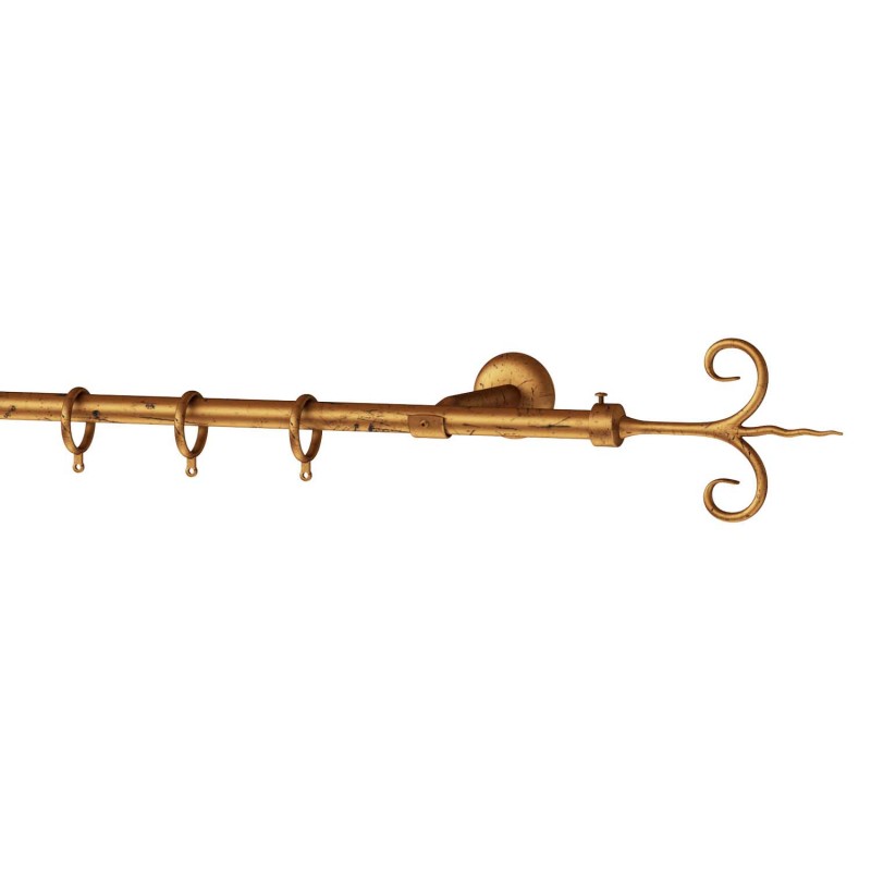 SINGLE CURTAIL ROD SET D.18 / GOLD-ANTIQUE / SPRT END SINGLE CURTAIL ROD SET D.18 / GOLD-ANTIQUE / SPRT END