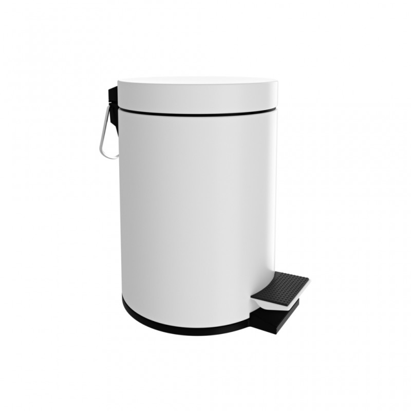 BATHROOM BIN 6LT STAINLESS STEEL / MAT WHITE