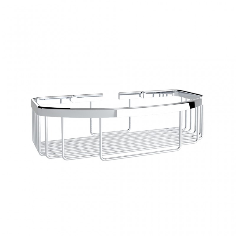 BOTTLE BASKET SHALLOW PARALLELOGRAM CHROME PLATED